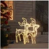 Image de 2x Rennes de Noël Décoration de Noël Ornement de Vacances Décoration de Fête Ornement de Jardin Extérieur Blanc Chaud 76x42x87 cm