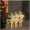 Image de 3x Rennes de Noël Décoration de Noël Ornement de Vacances Décoration de Fête Ornement de Jardin Extérieur Blanc Chaud 76x42x87 cm
