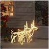 Image de 2x Rennes de Noël Décoration de Noël Ornement de Vacances Décoration de Fête Ornement de Jardin Extérieur Blanc Chaud 60x30x60 cm