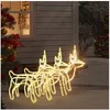 Image de 3x Rennes de Noël Décoration de Noël Ornement de Vacances Décoration de Fête Ornement de Jardin Extérieur Blanc Chaud 60x30x60 cm