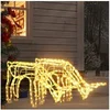 Image de 2x Rennes de Noël Décoration de Noël Ornement de Vacances Décoration de Fête Ornement de Jardin Extérieur Blanc Chaud 73x31x45 cm