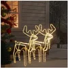 Image de 2x Rennes de Noël avec Têtes Mobiles Décoration de Noël Ornement de Vacances Décoration de Fête Ornement de Jardin Extérieur Blanc Chaud