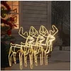 Image de 3x Rennes de Noël avec Têtes Mobiles Décoration de Noël Ornement de Vacances Décoration de Fête Ornement de Jardin Extérieur Blanc Chaud