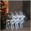 Image de 3x Rennes de Noël Décoration de Noël Ornement de Vacances Décoration de Fête Ornement de Jardin Extérieur Blanc Froid 76x42x87 cm