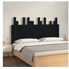 Image de Tête de lit murale Noir 146,5x3x80 cm Bois massif de pin