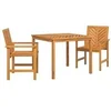 Image de Salon de jardin - Lot de 3 pièces - GENERIQUE - Bois massif marron - Table 90 x 200 x 90 cm