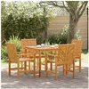 Image de Ensemble de salle à manger pour jardin 5 pcs - Marron Bois d'acacia massif (1 table, 4 chaises)