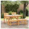 Image de Ensemble de salle à manger pour jardin 4 pcs - Marron Bois d'acacia massif (1 table, 2 chaises, 1 banc)