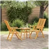 Image de Ensemble de salle à manger pour jardin 3 pcs - Marron Bois d'acacia massif (1 table, 2 fauteuils inclinables)