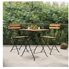 Image de Ensemble de bistro pliable 3 pcs Bois de teck massif et acier, ensemble de bistrot, table et chaises de jardin, 319977