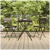 Image de Ensemble de bistro pliable 3 pcs Marron Résine tressée, ensemble de bistrot, table et chaises de jardin, ensemble 319990