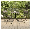 Image de Ensemble de bistro pliable 3 pcs Gris Résine tressée, ensemble de bistrot, table et chaises de jardin, ensemble 319991