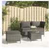 Image de Salon de jardin 3 pcs avec coussins Gris Résine tressée 319693