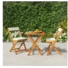 Image de Ensemble de bistro pliable 3 pcs avec coussins Acacia solide