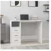 Image de Bureau avec tiroirs Blanc 102x50x76 cm Bois d'ingénierie