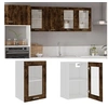 Image de Wandkast 40x31x60 cm glas en bewerkt hout gerookt eikenkleurig826345