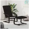 Image de Chaise de relaxation avec repose-pied Noir Tissu, chaise de salle à manger, chaise, mobilier de salon, chaise de bureau, fauteuil, repose-pied