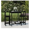 Image de Ensemble de bar de jardin 3 pcs noir bois de pin massif, ensemble de bar, ensemble de meubles, ensemble de bar 3154739