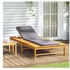 Image de Chaise longue et coussin oreiller gris foncé bois massif acacia