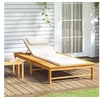 Image de Chaise longue coussin oreiller blanc crème bois massif acacia