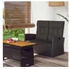 Image de Banc de jardin inclinable et coussins noir 118cm résine tressée 362185