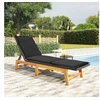Image de Chaise longue avec coussin Résine tressée/bois massif d'acacia 319723