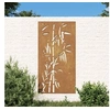 Image de Décoration murale jardin 105x55 cm acier corten design bambou, décoration murale extérieure, art mural de jardin, décoration murale en métal