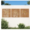 Image de Décorations murales jardin 3 pcs 55x55 cm design d'herbe 824509