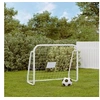 Image de But de football et filet blanc 125x96x60 cm acier et polyester