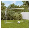Image de But de football et filet blanc 214x75x152 cm acier et polyester
