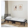 Image de Cadre de lit métal avec tête de lit noir 90x200 cm, lit simple, meuble de chambre à coucher, lit d'invité, lit, cadre de lit en métal, sommier