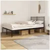 Image de Cadre de lit métal sans matelas avec tête de lit noir 120x200cm