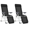 Image de Lot de 2 Chaises de Camping Pliantes et Repose-pied, Fauteuil avec Accoudoirs, Sièges avec Dossier Pêche Pique-nique, 360146