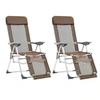 Image de Chaises de camping pliantes et repose pied lot de 2 marron