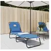 Image de Chaise longue pliante bleu tissu oxford acier enduit de poudre