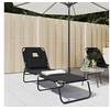 Image de Chaise longue pliante noir tissu oxford acier enduit de poudre