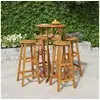Image de Ensemble de Bar de Jardin 5 pcs, Table et Chaises avec Repose-Pieds, Ensemble de Meubles de Terrasse Extérieur, Bois 3154381