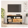 Image de Meuble TV, Armoire de Télévision avec Tiroirs et Compartiment, Meuble Télé de Salon, Armoire de Rangement Intérieur, Rustique, Bois de Manguier et