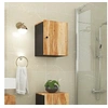Image de Armoire de Salle de Bain, Colonne avec 2 Compartiments et Porte, Meuble avec Rangement de Toilette Intérieur, Marron Bois Massif d'Acacia