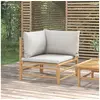 Image de Canapé d'angle de jardin avec coussins gris clair bambou