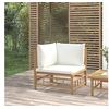 Image de Canapé d'angle de jardin avec coussins blanc crème bambou