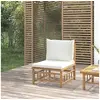 Image de Canapé central de jardin avec coussins blanc crème bambou