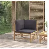 Image de Canapé d'angle de jardin avec coussins gris foncé bambou