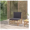 Image de Canapé central de jardin avec coussins gris foncé bambou