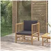 Image de Canapé de jardin avec coussins gris foncé bambou