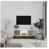 Image de Meuble TV blanc 105x30x45 cm bois d ingénierie et fer
