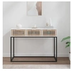 Image de Table console blanc 105x30x75 cm bois d ingénierie et fer