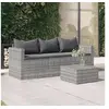 Image de Canapé de jardin 3 places avec coussins Gris Résine tressée