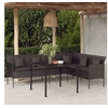 Image de Ensemble à dîner de jardin et coussins 2pcs noir résine tressée 362338