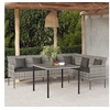 Image de Mobilier à dîner de jardin et coussins 2 pcs gris rotin 362339